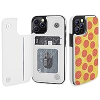 Pepperoni Pizza Pattern Flip Leather Wallet Case Card Holder Compatible with iPhone 12 Series