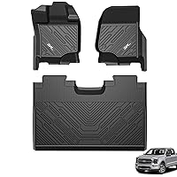3W Floor Mats Fit for Ford F150/F-150 Lightning SuperCrew Cab 2015-2024, TPE All Weather Custom Fit Car Accessories 1st and 2nd Row Full Set Car Liners (Cut to Fit Storage Box)