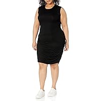 Sugar Lips Women's Solid Jersey Ruched Side Sleeveless Dress Plus