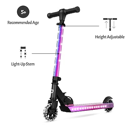 Jetson Scooters - Jupiter Kick Scooter - Collapsible Portable Kids Push Scooter - Lightweight Folding Design with High Visibility RGB Light Up LEDs on Stem, Wheels, and Deck