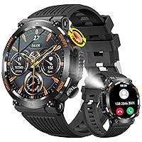 Military Smart Watch for Men with LED Flashlight, 1.46