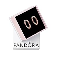 PANDORA Moments Small Charm Hoop Earrings - Compatible with PANDORA Moments Charms - PANDORA Rose Gold Plated Snake Chain Charm Earrings for Women - Gift for Her - With Gift Box - 18 mm