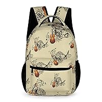 Violin Music Note Lightweight Backpack Travel Daypack Laptop Backpacks with 1 Main Compartment Front Utility Pocket