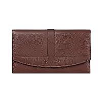 Style n Craft Women's Double Fold Ladies Clutch Wallet with in High Grade Brown Full Grain Leather with RFID Protection