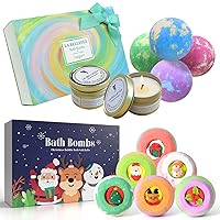 Christmas Bath Bombs for Kids, Bath Bombs Scented Candles Set