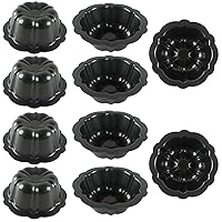 10 Pieces Mini Bundt Cake Pan, Nonstick 4 Inch Small Carbon Steel Fluted Bundt Cake Pan for Baking, Metal Baking Mold for Cupcakes, Donuts, Brownies - Pumpkin Shaped, Black