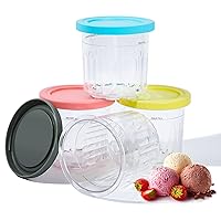 4 Pcs Ice Cream Pints Containers and Lids, 16oz Cups Compatible with NC301 NC300 NC299AMZ Series Creami Ice Cream Makers, Homemade Ice Cream, BPA-Free, Dishwasher Safe