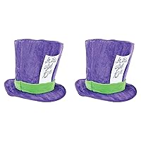 Beistle 2 Piece Plush Mad Hatter Top Hats - Alice In Wonderland Tea Party Costume Accessory, Celebrating With You Since 1900, Purple/Green/White/Black