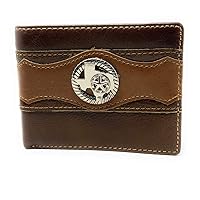 Texas West Tooled Texas State Map Genuine Glossy Leather Men's Wallet in 3 Colors (Coffee)