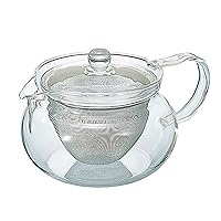 Hario ChaCha Kyusu Maru Teapot Heatproof Glass Teapot 450 mL, Glass