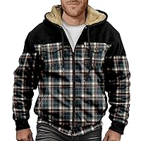 Jackets for Men Sherpa Fleece Lined Vintage Print Coats Long Sleeve Zipper Jackets Casual Loose Hoodies