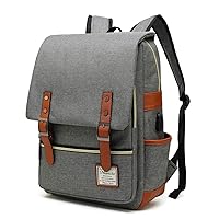 Slim Vintage Laptop Backpack For women,Men For Travel, College, Dayparks, Fits up to 15.6Inch Notebook in Grey
