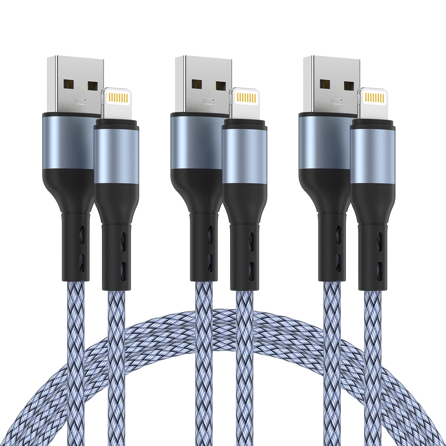 iPhone Charger [Apple MFi Certified] 3Pack 6FT Premium Braided Nylon Lightning Cable Fast Charging iPhone Charger Cord Compatible with iPhone 14 13 12 11 Pro Max XS XR X 8 7 6 5 iPad and More