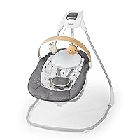 Ingenuity SimpleComfort Compact Soothing Swing, Rotating Toy Bar, Rotating Seat, 6 Speeds, for Ages 0-9 Months, Up to 20 Pounds - Parker