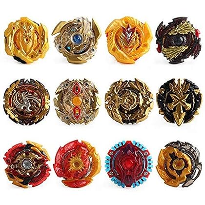 XIXIPOPOMT 12 Pcs Gyros Burst Turbo Gyros Top Evolution Metal Fusion Gyro Toy Battle Gyro Battling Game Set with 12 Spinning Top and 3 Launchers, Age 6+