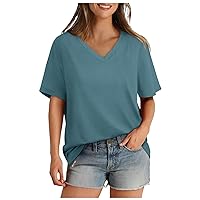 Womens T-Shirts Trendy with Pockets T-Shirts Dressy Solid Color T-Shirts Casual Women Tshirts