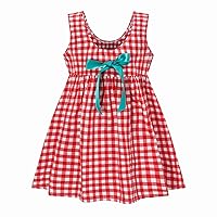 Cute Baby Dress Summer New Girl Fashion Striped Grid Linen Linen Sleeveless Bow Loose Vest Princess Cardigan Baby
