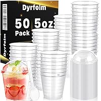 5 oz Dessert Cups with Dome Lids and Spoons,50 Pack Clear Plastic Parfait Cups,Disposable Dessert Cups with Lids,Round Crystal Parfait Cup for Dessert,Fruit,Yogurt,Ice Cream(Round)