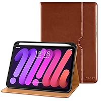 DTTO for iPad Mini 6th Generation Case 8.3 Inch 2021, Premium Leather Business Folio Stand Cover with Built-in Pencil Holder-Auto Wake/Sleep and Multiple Viewing Angles-Brown