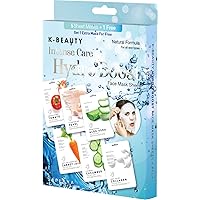 K-Beauty Facial Skincare Natural Beauty Multi-Pack Face Sheet Masks Balanced Skin Care Made In South Korea (Hydro Boost (Mango, Tomato, Carrot, Aloe, Pearl, Collagen))