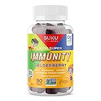 Kids Super Immunity - Elderberry, Echinacea, Vitamin A and Zinc Gummies for Immune Support - Easy to Chew - Non GMO, Gluten Sugar Free - Pomegranate Lime Gummy Vitamins, 50 Count