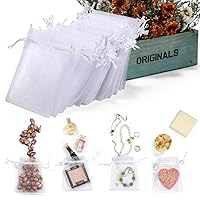 200 PCS Premium White Sheer Organza Bags with Drawstring - 4x4.72 Inch (10x12cm) - Bulk Small Mesh Gift Bags for Jewelry, Soap, Candy, Wedding Party Favors for Guests, Sachet Bags for Small Business