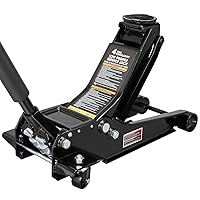 AT84007NB-1 Ultra Low Profile Floor Jack Heavy Duty Hydraulic Steel Service Jack: Dual Piston Quick Lift Pump and Detachable Handle, 8,000 LBS Capacity, Black