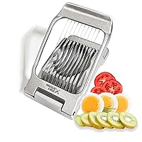 Good Grip Egg Slicer for Hard Boiled Eggs Heavy Duty Professional Large Aluminum Egg Slicer with Stainless Steel Wires Kitchen Aid Egg, Strawberry Slicer Hard Boiled Egg Cutter (Silver)
