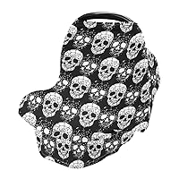 Nursing Cover Breastfeeding Scarf Gothic Skull- Baby Car Seat Covers, Stroller Cover, Carseat Canopy (n)
