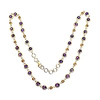 Purple Amethyst Gemstone 925 Sterling Silver Necklace Gold Plated Gorgeous Designer Jewellery For Girls
