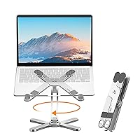 Laptop Stand with 360 Rotating Base, Computer Notebook Laptop Riser Metal Holder for Desk Collaborative Work, Fully Foldable for Easy Storage, Fits All MacBook, Laptops up to 16 inches