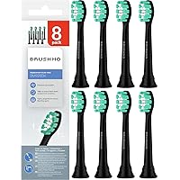 Brushmo Replacement Toothbrush Heads Compatible for Philips Sonicare C2 Optimal Plaque Control HX9023/65, Black, 8 Pack