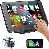 Newest Wireless Portable Car Stereo with Apple Carplay/Android Auto/Mirror Link for Car Truck RV Vehicles, Dash Mount Touchscreen Car Multimedia Player Bluetooth & Backup Camera, Auto Connect
