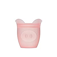 Zip Top Reusable 100% Silicone Baby + Kid Snack Containers - The only containers that stand up, stay open and zip shut! No Lids! Made in the USA - Pink Pig