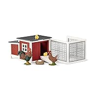 Schleich Farm World, Farm Animal Gifts for Kids, Chicken Coop Farm Playset with Animal Figurines 8-piece set, Ages 3+