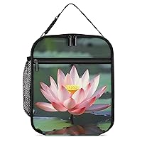 Lunch Bag Reusable Insulated Lunch Box for Women Men Leakproof Cooler Bag Beautiful Lotus Flower Portable Lunchbox Adults Small Lunch Tote Bag for Office Work Picnic Travel