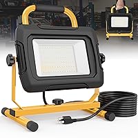 HYPERLITE LED Work Light 5000 Lumen, 50W Waterproof Flood Light, Portable Job Site Worklight with ON/Off Switch and Power Cord for Garage, Workshop, Car Repairing, Outdoor Lighting