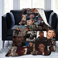 Jensen Ackles Collage Blanket, Dean Winchester Blanket, Lightweight & Ultra-Soft Flannel Fleece Blanket, Anti-Pilling Plush Blanket for Couch, Bed, Sofa, Bedding Decor, 80