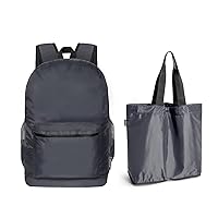 pack all Travel Packable Bag Bundle | 20L Lightweight Backpack (Navy Blue) & 16L Tote Bag (Navy Blue)