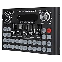 Live Sound Card, F007 Metal Tuning Sound Card 18 Effects for Computer Phone Broadcast Living Mixer