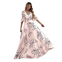 Women's Dresses Floral Print Butterfly Sleeve Chiffon Dress Dress for Women