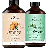 Sweet Orange Essential Oil and Eucalyptus Essential Oil Set – Huge 4 Fl. Oz – 100% Pure and Natural Essential Oils – Premium Therapeutic Grade with Premium Glass Dropper
