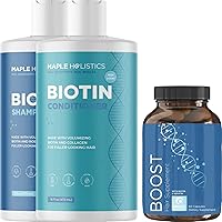 Biotin Shampoo Conditioner and Supplement Set - Hair Skin and Nail Biotin Capsules with Horsetail Herb for Hair Growth and Volumizing Shampoo and Conditioner for Thin Fine and Color Treated Hair