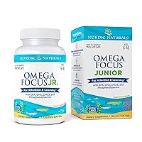 Omega Focus Jr., Lemon - 120 Mini Soft Gels - 900 mg Total Omega-3s with EPA, DHA, DMAE & Phosphatidylserine - Attention, Learning - Non-GMO - 30 Servings