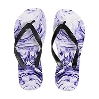 Vantaso Slim Flip Flops for Women White Purple Marble Yoga Mat Thong Sandals Casual Slippers