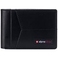 Alpine Swiss Delaney Men’s RFID Blocking Slimfold Wallet Thin Bifold Cowhide Leather Comes in Gift Box Black