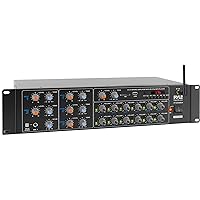 Pyle 12-Channel Wireless Bluetooth Power Amplifier - 6000 Watts Maximum Power Output, Multi-Zone Audio Source Mixer Receiver with USB, SD, AUX Inputs, and Digital LED Display Panel