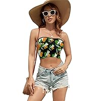Irish Shamrock Clover Women's Sexy Crop Top Casual Sleeveless Tube Tops Clubwear for Raves Party