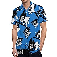 Bigfoot Disc Golf Tree Men's Shirts Short Sleeve Hawaiian Shirt Beach Casual Work Shirt Tops