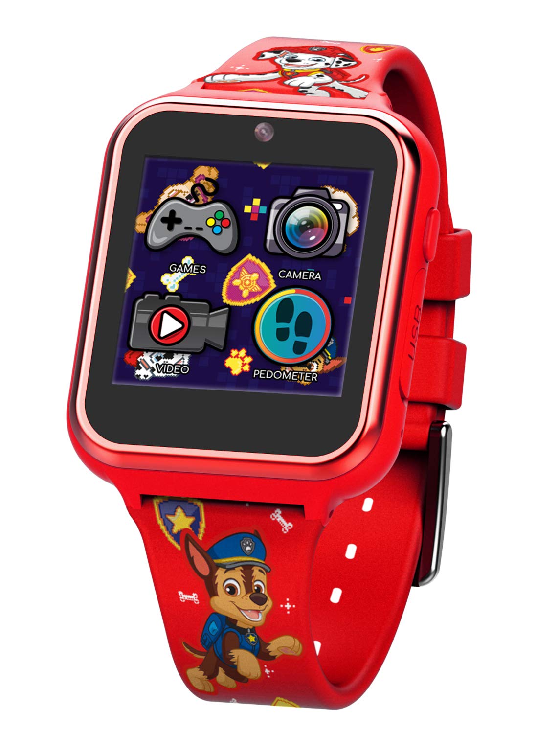 Accutime Paw Patrol Smart Watch with Camera for Kids and Toddlers - Interactive Smartwatch for Boys & Girls Featuring Games, Voice Recorder, Calculator, Pedometer, Alarm, Stopwatch, with USB Cable